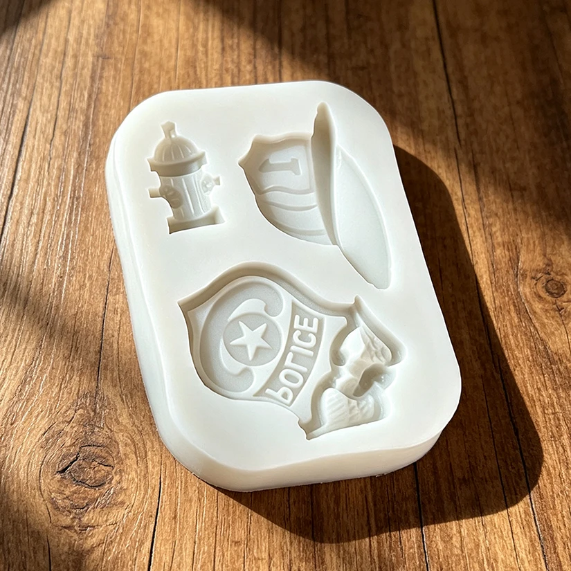 Fire Helmets Fire Hydrants Police Badges Silicone Sugarcraft Mold Cupcake Baking Mould Fondant Cake Decorating Tools