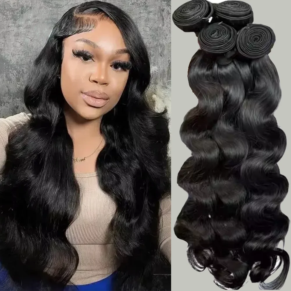 

Набор из 1/3/4 пучков натуральных человеческих волос Body Wave, 10-40 дюймов, бразильские, для наращивания, необработанные, натуральные, нехимически обработанные.