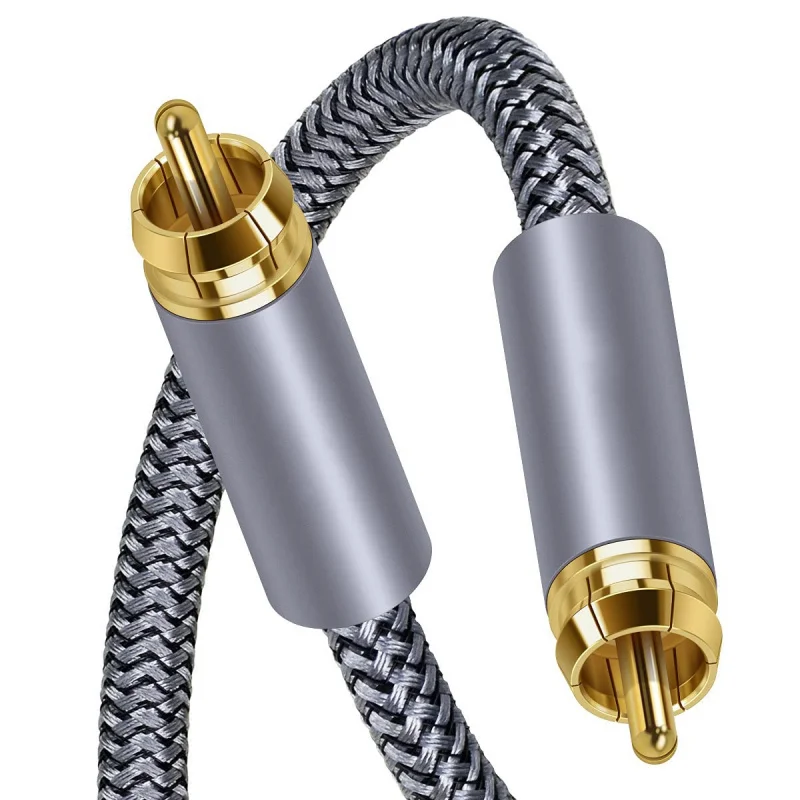 Cable Coaxial de Audio Digital HiFi de 75 Ohm, RCA a RCA, Plateado y Blindado, SPDIF, para Subwoofer, DAC, Amplificador y Cine en Casa