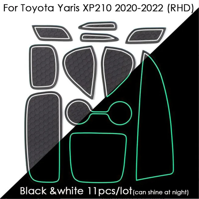 Anti-Slip Gate Slot Cup Mat Fit for Toyota Yaris 2020 2021 Accessories Rubber Door Pad Car Non-Slip Mats Cover Car Stickers