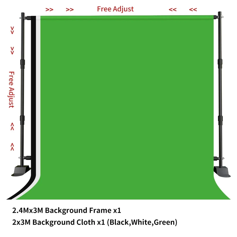 

SH 2.4x3M Adjustable Background Stand Backdrop Support Frame System With 4pcs Clips With Backdrop Cloth Photography Photo Studio