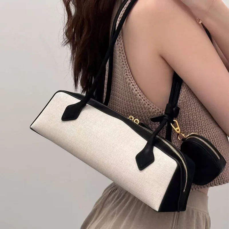 

Adult Sausage Bag Fashion New Style Niche French Stick Bag Women's Genuine Leather Single Shoulder Bag Underarm Bag Female