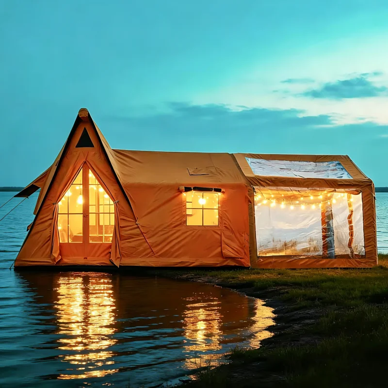 

Portable Outdoor Inflatable Tent Waterproof and Durable THree Rooms Camping Air Tent