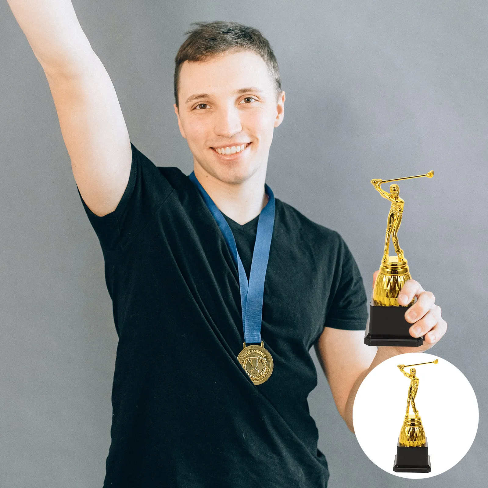 

Золотой пластиковый кубок для гольфистов: награда для чемпионов турниров, церемоний награждения, декораций и признания достижений игроков в спорте