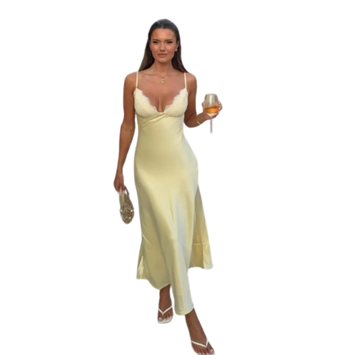 Women Elegant Satin Dresses Lady Sexy Backless Sleeveless Long Dress Solid Color 2026 Summer Female Party Evening Slim Dresses image 5