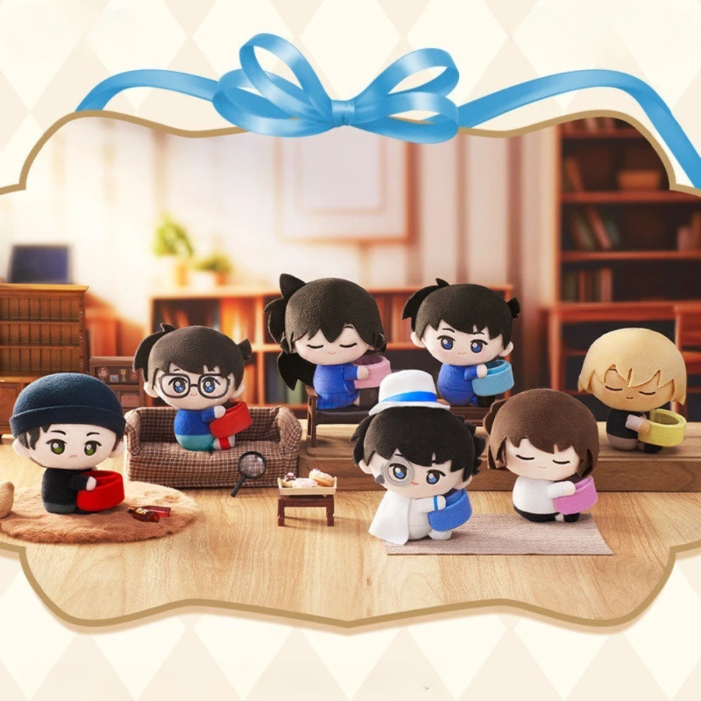 

Official Detective Conan Plush Mystery Blind Box Cute Anime Wristband Plush Dolls Soft Snap Bracelet Hug Hands Doll Kids Gift