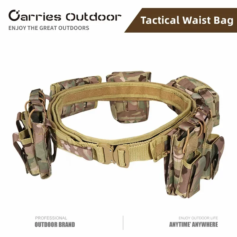 YAKEDA 6 in 1 Tactical Waist Bag Outdoor Multifunction Climbing Storage Bag Hiking Hunting tactical Pouch Belt Pocket Bag