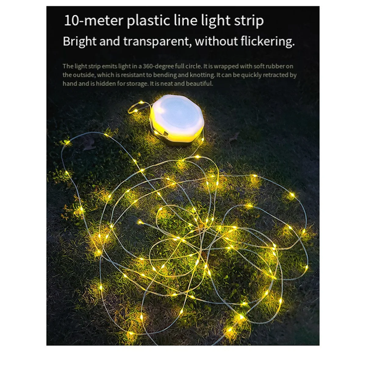 2525 + الشمسية التخييم خيمة خفيفة جو التحكم عن بعد ضوء الإضاءة شريط القياس تخزين التخييم مصباح لتهيئة الجو سلسلة