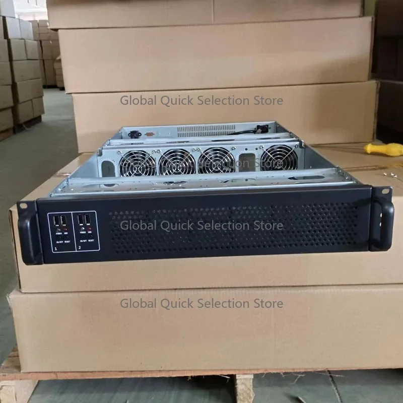 

Dual ATX ITX Motherboard Support Dual PSU 19 Inch Industrial 2u Server Chassis