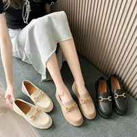 Summer New Style Lefou Shoes Home Thick Bottom Slippers Women's Anti-slip Vintage Small Buckle Style Versatile Head Shoes