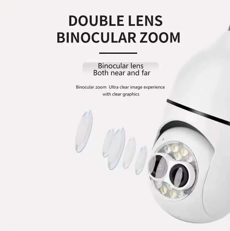 4MP iCsee APP Dual Lens DC/E27 Lamp Head Socket 5X Zoom Wireless PTZ IP Dome Camera Bluetooth Quick Pair AI Humanoid Monitor