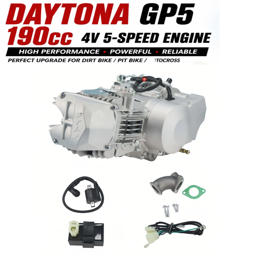 DAYTONA ANIMA 190cc GP5 4V 5-Speed Racing Engine with Kick Start Dirt Pit Bike Engine Replacement for Off Road Motocross