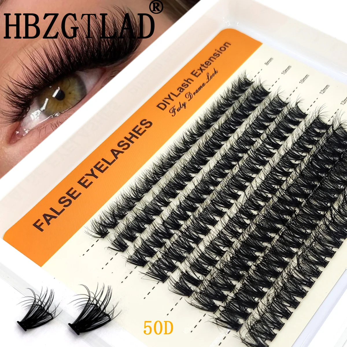HBZGTLAD 8 Reihen 5D Flauschige Cluster Wimpern 50D/60D/80D/100D/120D/160D Dicke Wimpern 8-16mm Mix Einzelne Wimpern DIY Wimpernverlängerung
