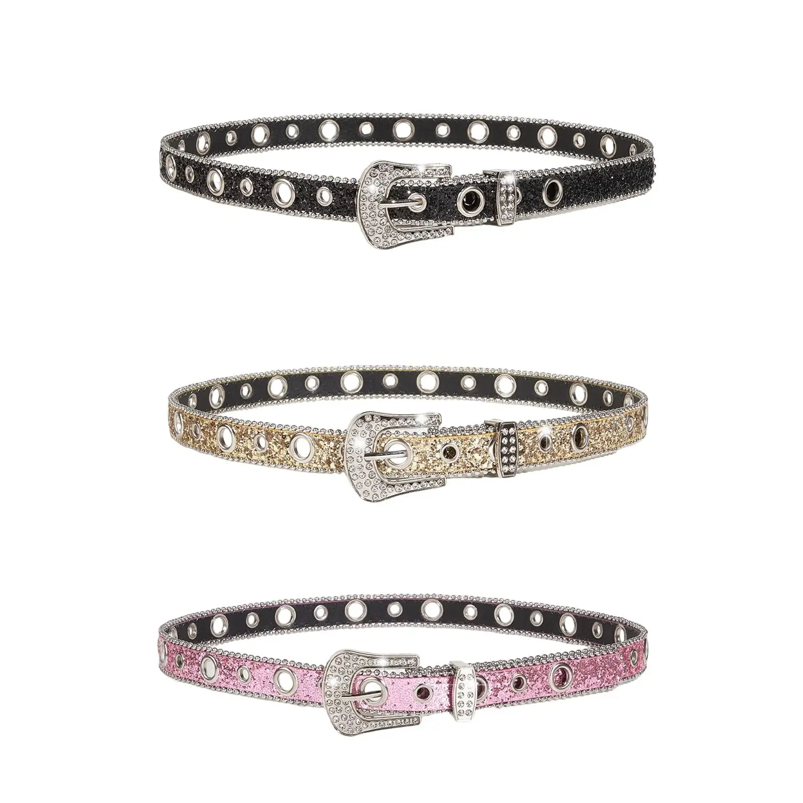 40.6 بوصة حجر الراين حزام المرأة بولي Leather حزام الخصر الجلدي عادية للسراويل