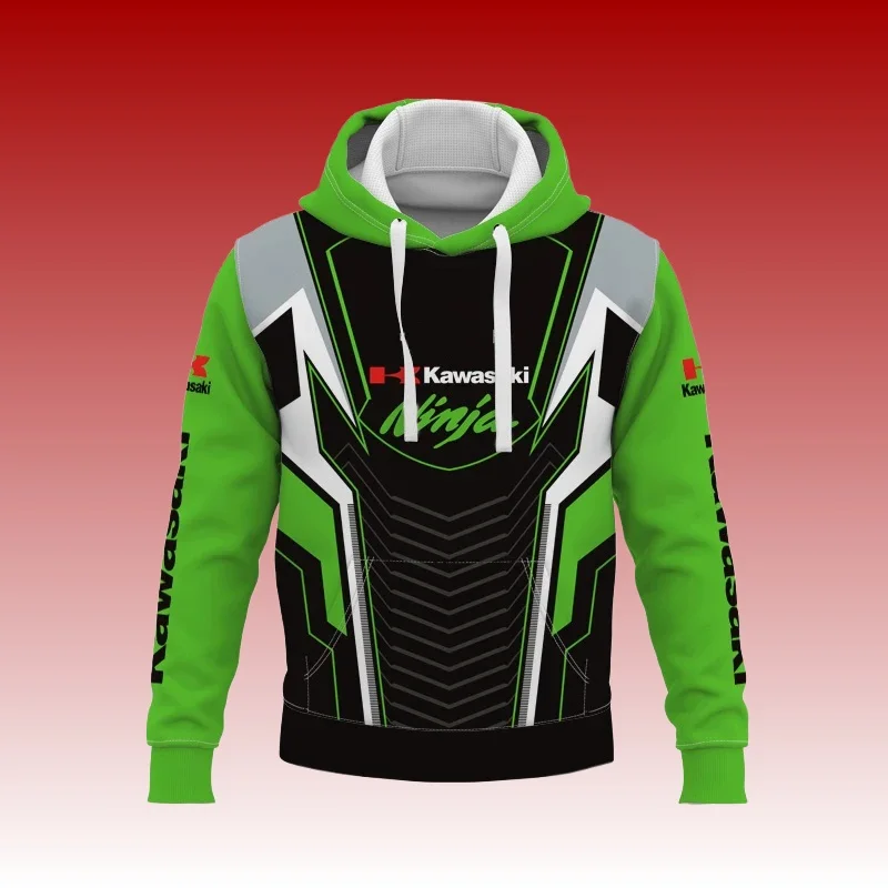 

MOTO-2025 новая спортивная толстовка Kawasaki с длинными рукавами для мотоциклов, осенне-зимняя толстовка для взрослых велосипедов, пуловер для верховой езды
