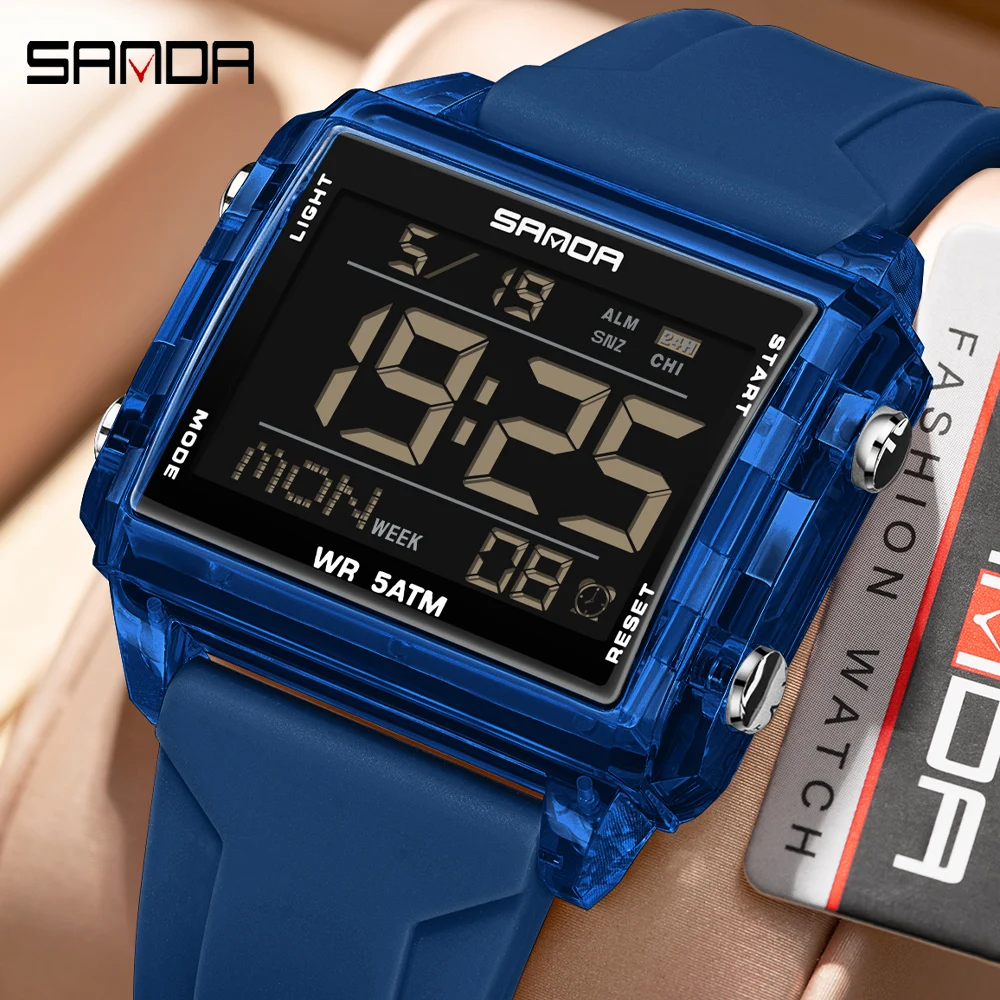 

SANDA брендовые модные светодиодные часы для мужчин и женщин, водонепроницаемые роскошные цифровые наручные часы унисекс, электронные часы, мировое время