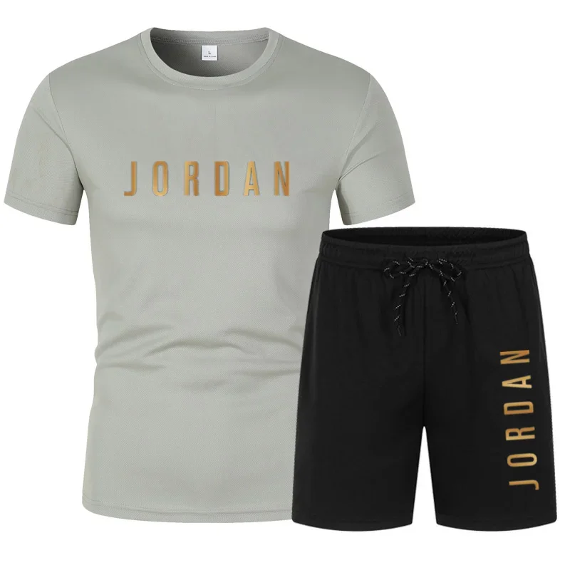 Conjunto Deportivo para Hombre, Verano 2026, Estampado JORDAN, Camiseta y Pantalones Cortos, Dos Piezas, Transpirable, Secado Rápido