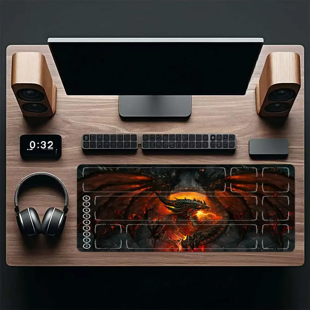 Anime Red Dragon Design Mouse Pad Card Playmat StitchedMagic Zones Game Mats Tabletop rug TCG Card Battles view 2