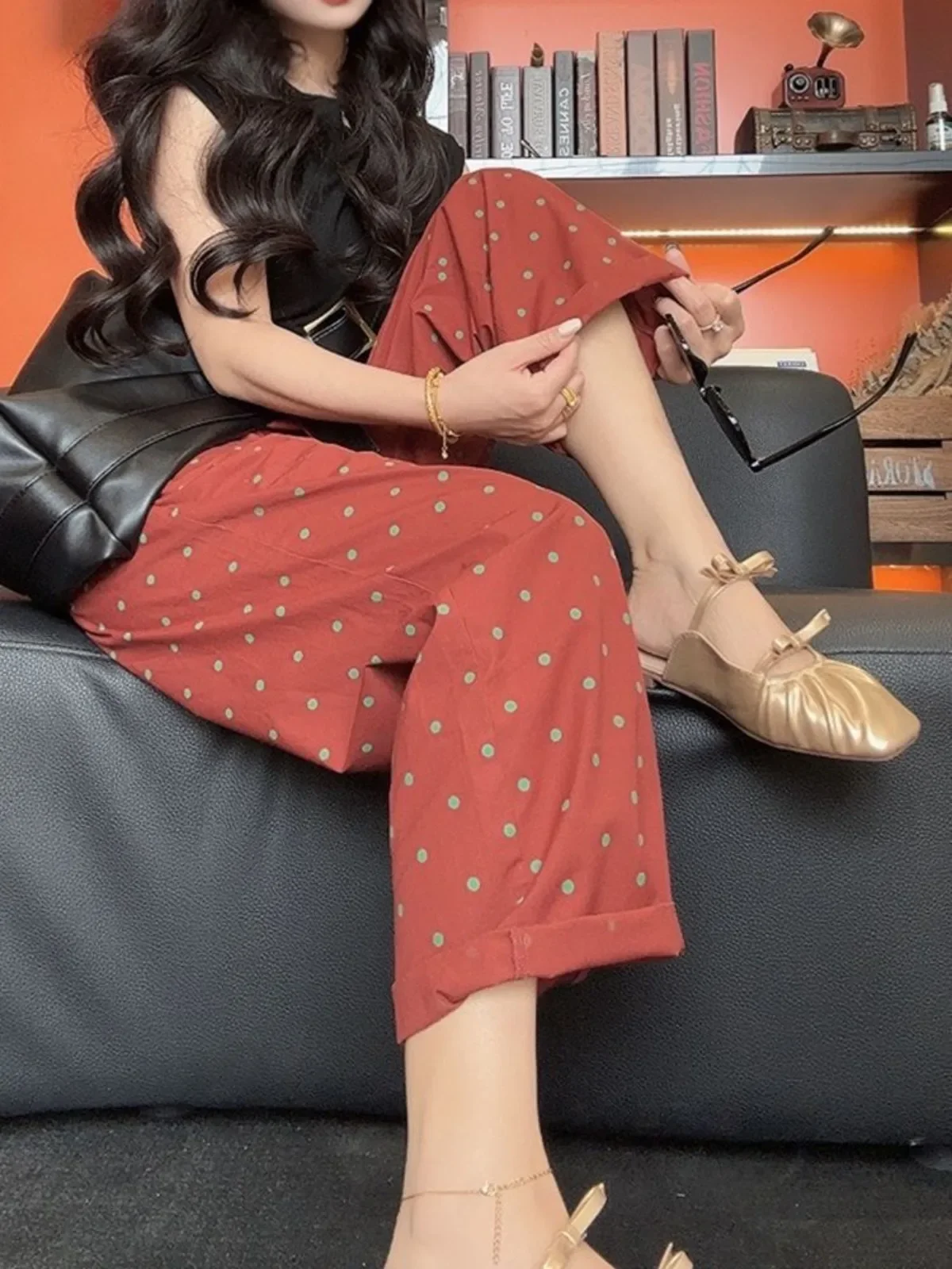 กางเกงวินเทจผู้หญิง สไตล์ลำลอง ทรงหลวม คลาสสิค ลายคลื่น จ็อกกิ้ง ขากว้าง ทรงตรง สไตล์ฮิปฮอป ทันสมัย