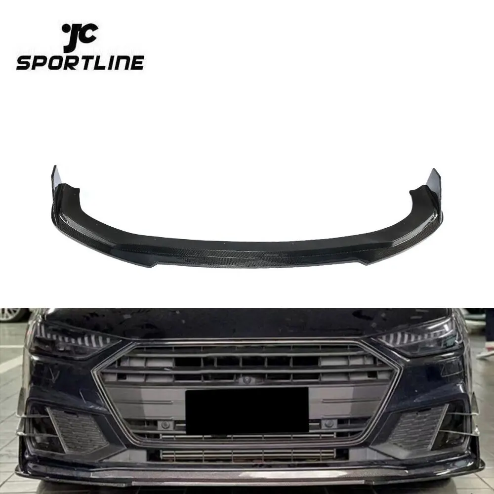 

For Audi A7 Sportback SLINE S7 2019UP Carbon Fiber Front Bumper Lip Spoiler Kit