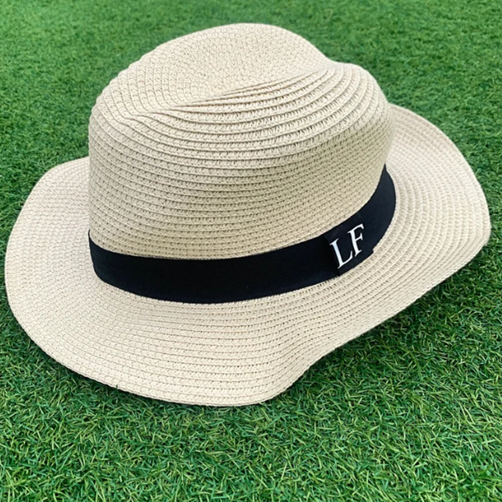 Summer Women's Beach Sun Hat Customized Initials Ladies Straw Fedora Hat Unique Wedding Party Gifts Straw Hat with Initials