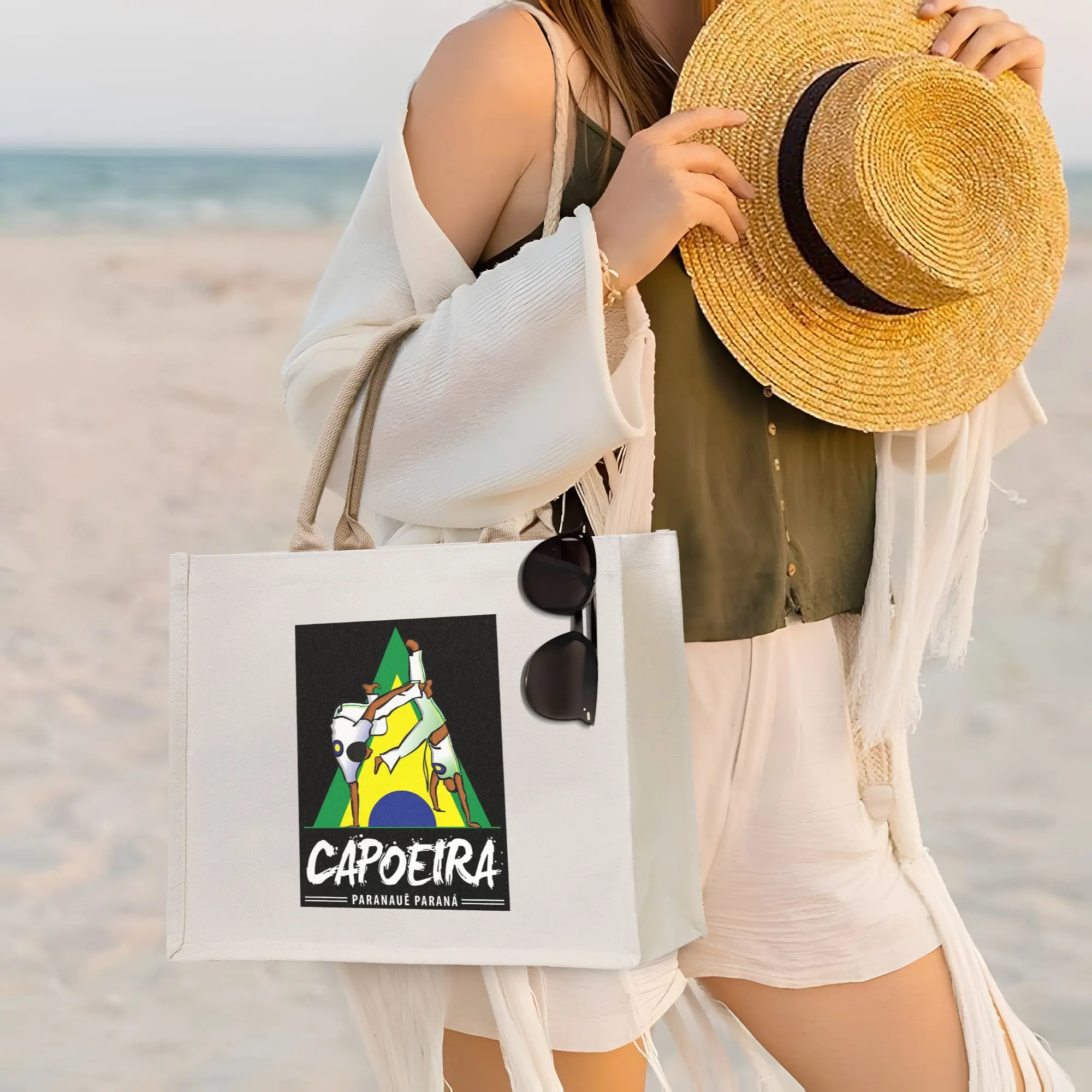 

Сумки для покупок Capoeira Paranaue, холщовая складная сумка-тоут для девочек, дорожная сумка через плечо