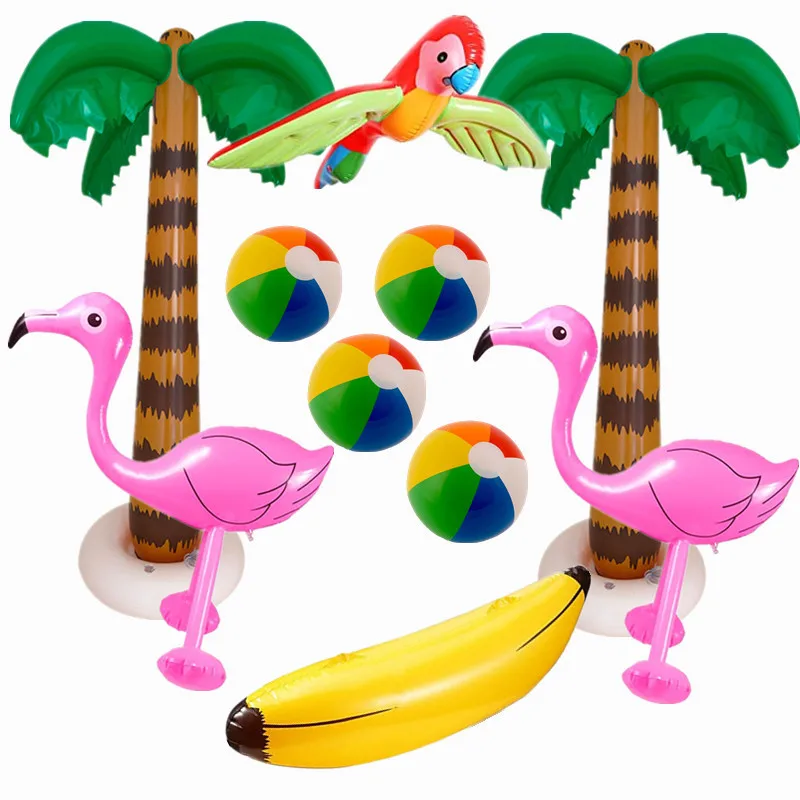 PVC Inflatable Palm Tree Coconut Trees Banana Beach Ball for Hawaiian Summer Beach Supplies Birthday Luau Pool Party Decora