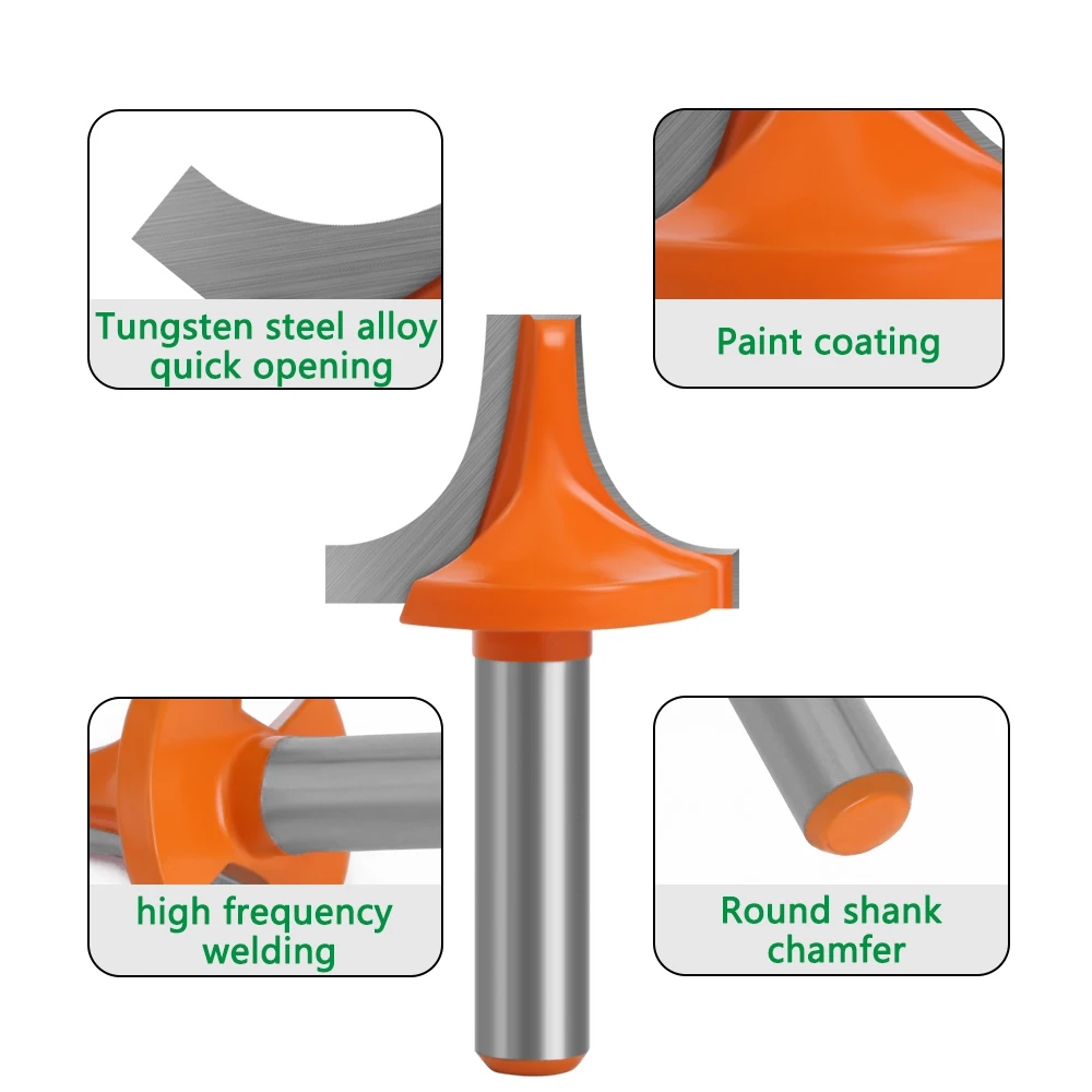 5pcs 8mm Shank Plunging Round- Over Bit Engraving Machine Milling Cutter Tungsten Solid Carbide 050T5AEnd Mill For Woodworking