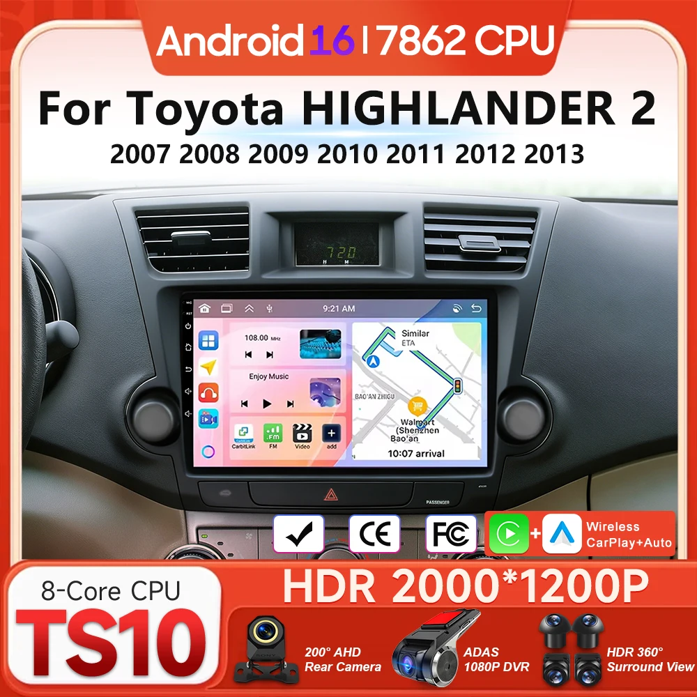 

Автомагнитола Android 16 для Toyota HIGHLANDER 2 2007-2013: Видео, Мультимедиа, Автомобильный Головной Устройство, Стереосистема, Carplay, Навигация GPS, Bluetooth