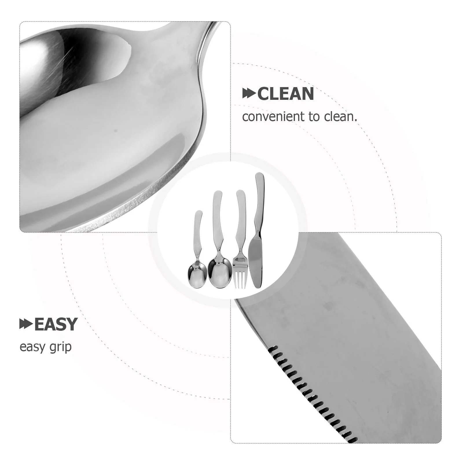 

1Set Stainless Steel Flatware Set Rustproof Silverware Spoon Fork Soup Spoon Straight Handle for Easy Grip