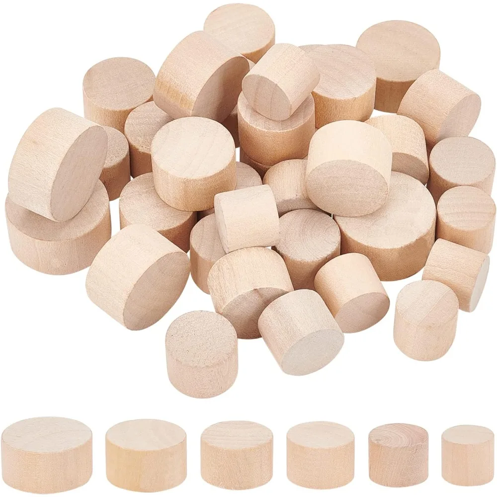 36Pcs 6 Size Burlywood Wooden Hole Plugs, Column Bamboo Screw Hole Plugs for Bottle and Hole