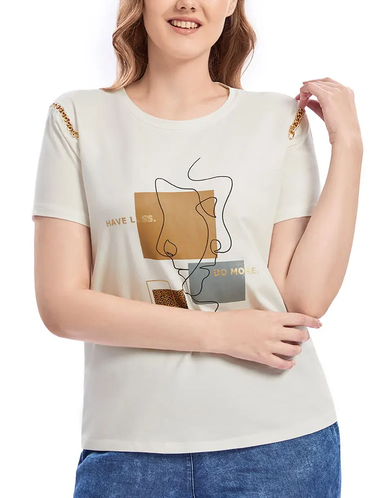 قميص نسائي منسوج برقبة دائرية مقاس كبير ينتمي إلى فئة الملابس النسائية #5