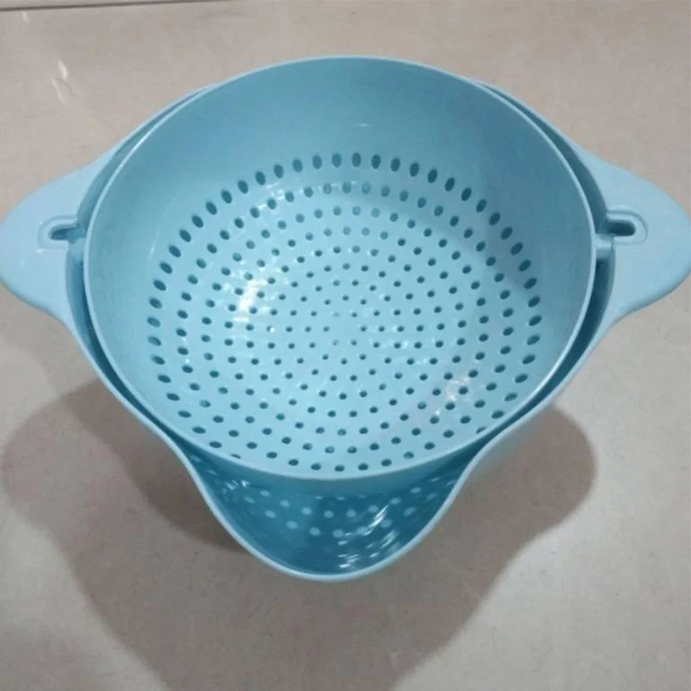 

1Pcs Plastic Kitchen Strainer Set Includes Fruit Colander and Washing Basin for Easy Draining Vegetable Fruit Basket Double