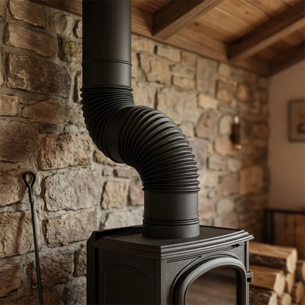 For Wood Stove Chimney Elbow 90 Pipe Bend Fireplace Setup Easy Installation Fireplace Pipe Metal Construction 90 Degree Bend