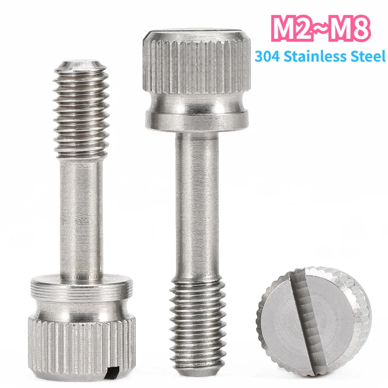 Vis à main à tête courte fendue en acier inoxydable 304 B839, vis à molette moletée anti-desserrage M2 M2.5 M3 M4 M5 M6 M8