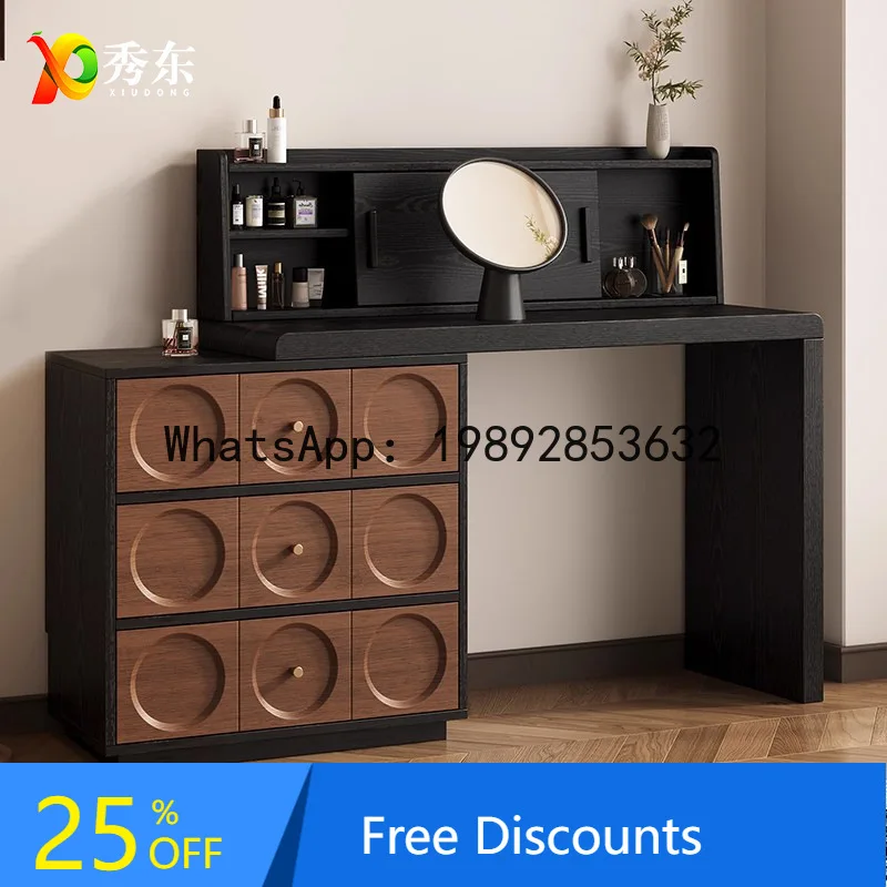 

LYY Vintage Dressing and Chest of Drawers Integrated Cream Desk Solid Wood Makeup Bedroom Corner Bedside Makeup Table