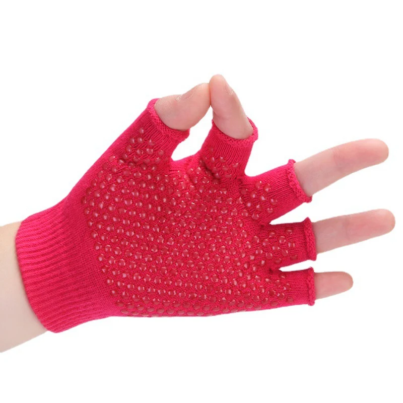Women Anti-slip Yoga Gloves Cotton Fitness Half Finger Gloves Breathable Outdoor Cycling Bicycle Pilates Sports Fishing Gloves
