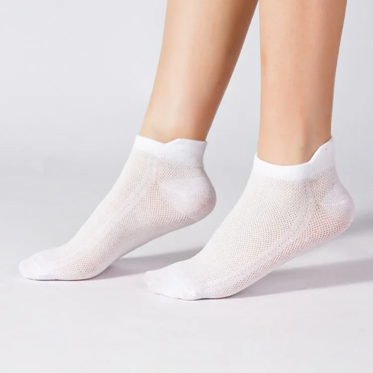 5 Pairs Solid Color Cotton Breathable Mesh Socks Women\'s Korean Simple Heel Protection Sports Anti-abrasion Ankle Socks