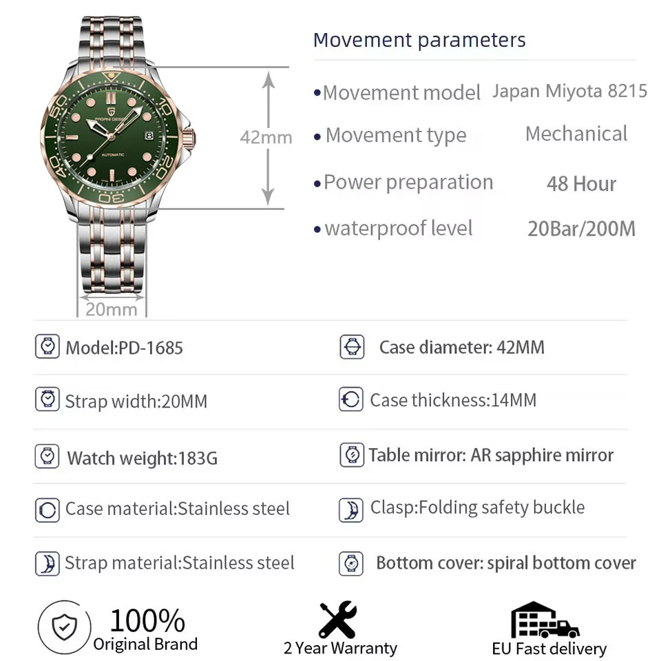 PAGANI تصميم جديد الميكانيكية مضيئة السيراميك الحافة ساعة AR الياقوت الغوص اليابان Movt رجل ساعة 316 جميع الصلب الفاخرة الرجال الساعات #6