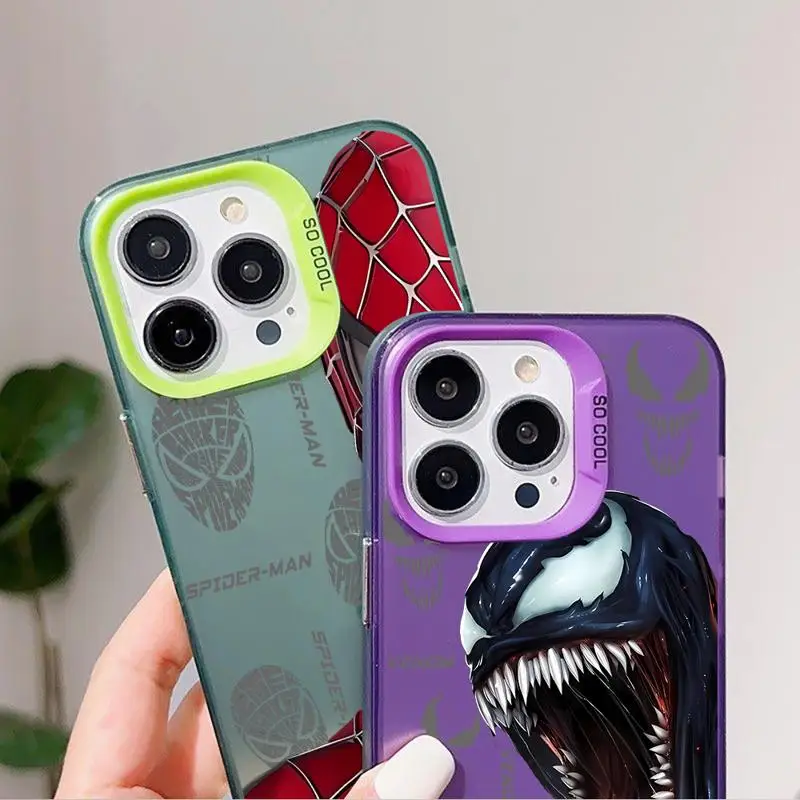 phone case for Apple iPhone 11 14 Pro Max 13 XR 12Pro XS 15 Plus Protective Sleeve TPU Cover fundas Marvel Spider-Man Cool Venom