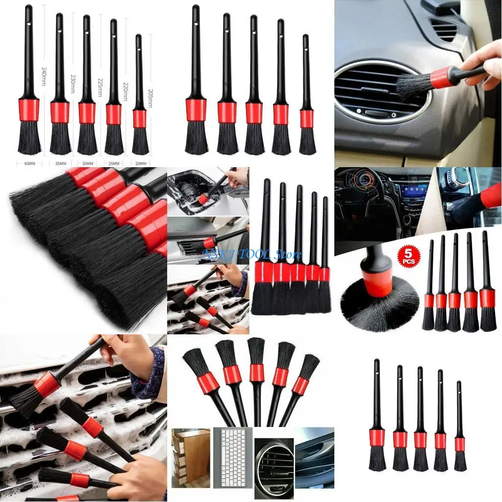 L8RC Auto Cleaning Cleaning Brushes Clean Brush Dashboard Exterior Leathip Leather-Vent Auds تفاصيل أداة 5pcs/set #1