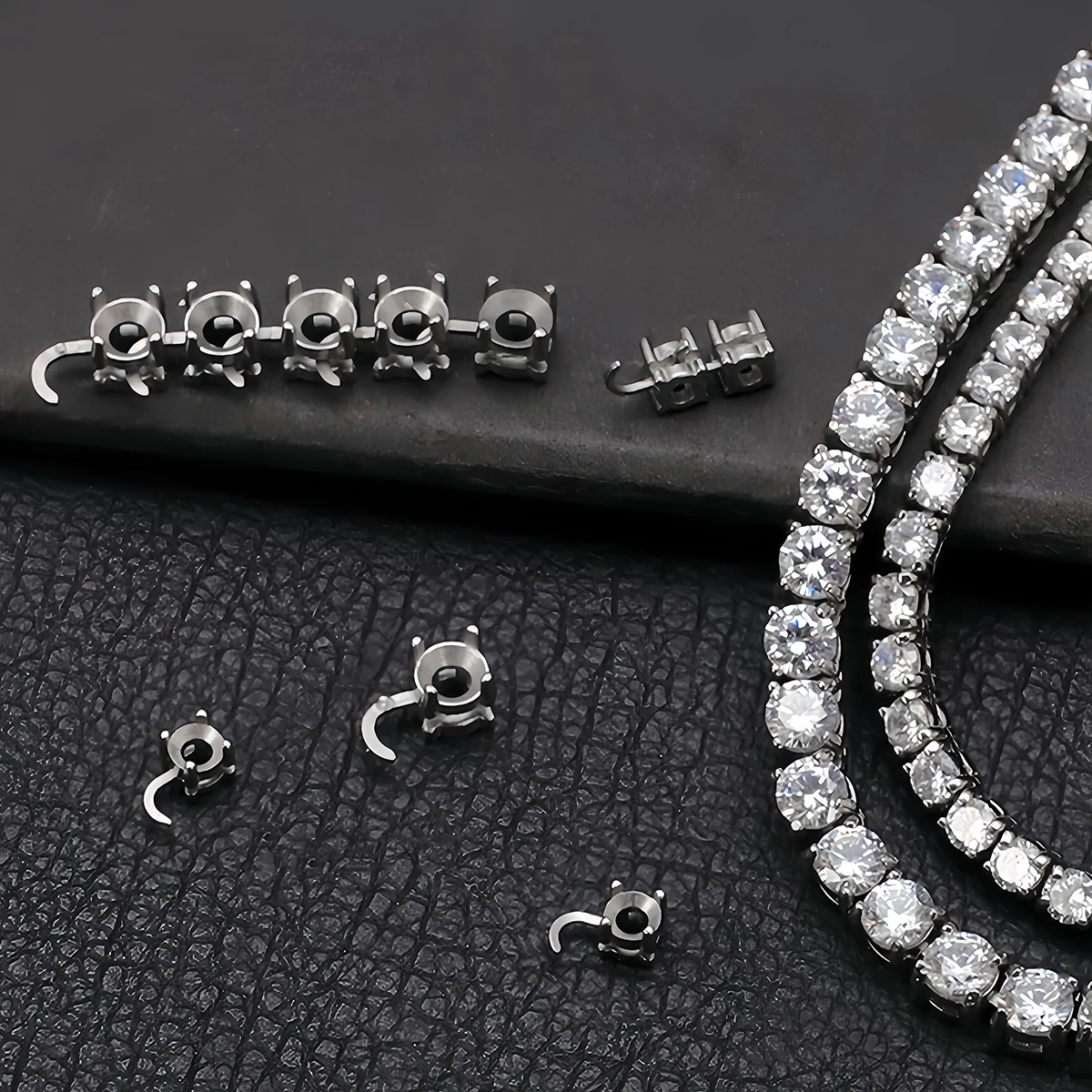10 Stück Edelstahl Tennis-Halsketten- und Armband-Leerkralle-Fassungen für Strasssteine, Kristallsteinhalter – Detail 4