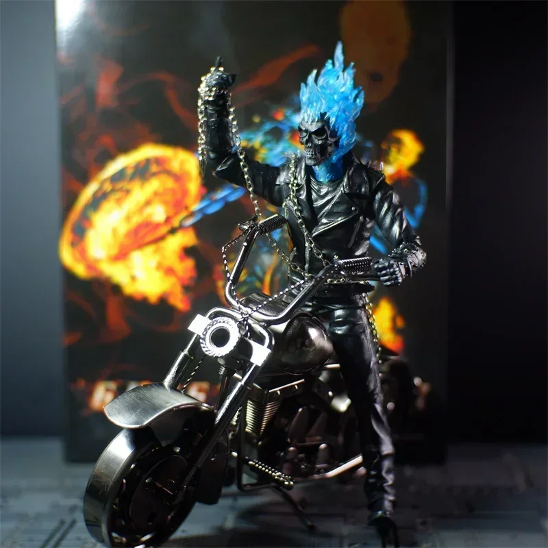 Marvel Ghost Rider 9 Inch Skull Flame Motorcycle Luminous Model Can Do Toy Man Boy Toy Alloy Motorcycle Joints Birthday Gift