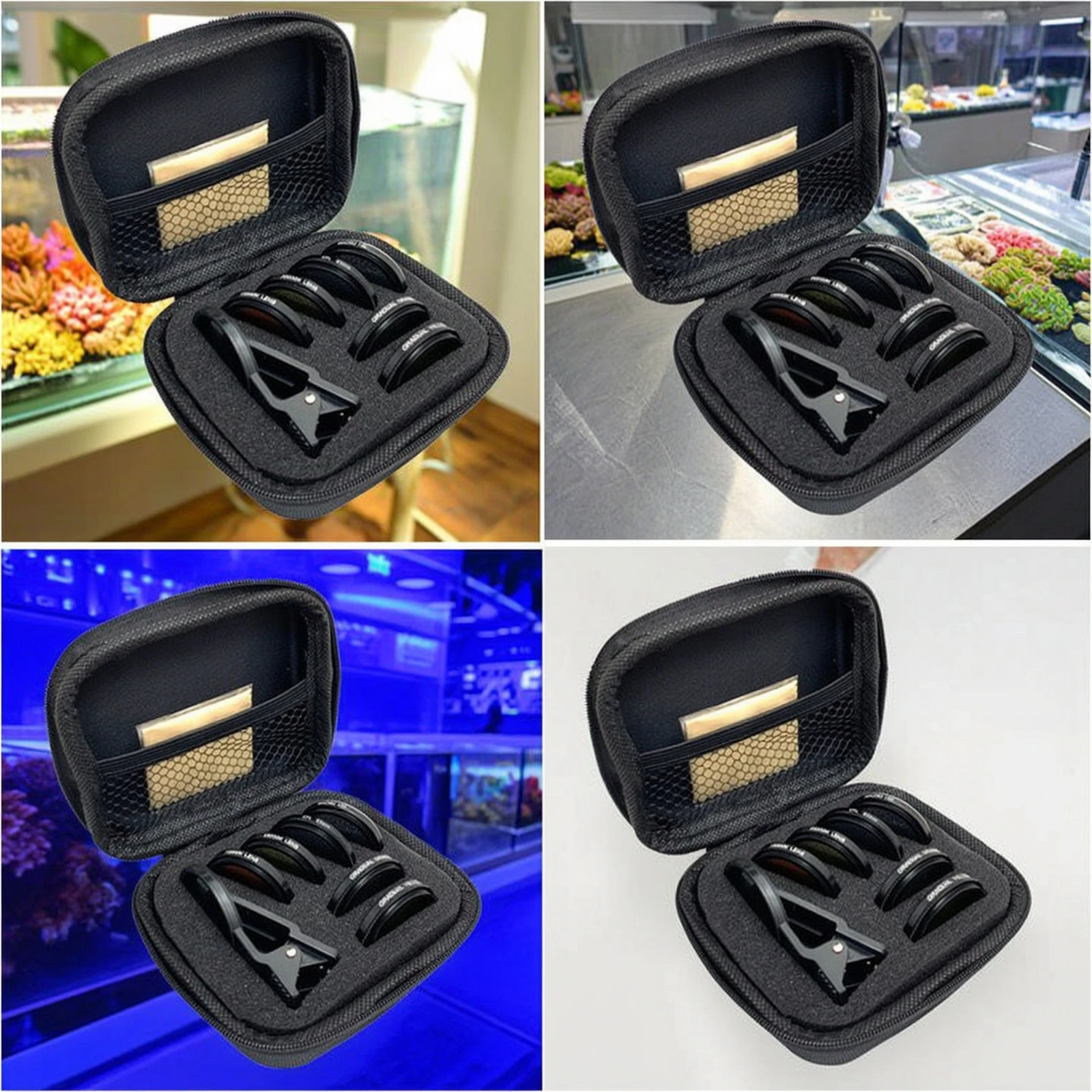 Aquarium Photography Filter Kit Macro Coral Lens Kit with Storage Case Camera Lens Attachment with Clip CPL Graduated