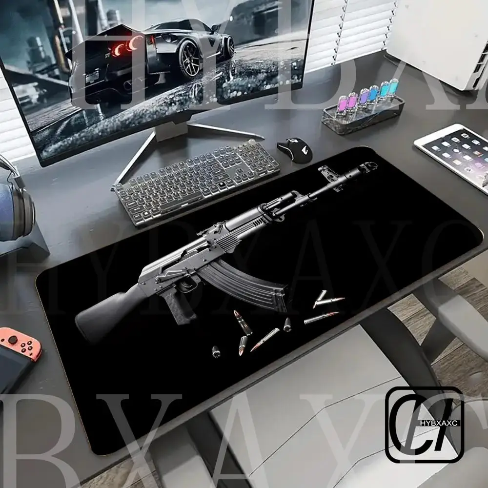 

3D gun pattern theme Mouse Pad Desk Mat Gaming mat gamer pc accessories non-Slip rubber HYBXAXC mouse pad desk gadgets rug 90X40