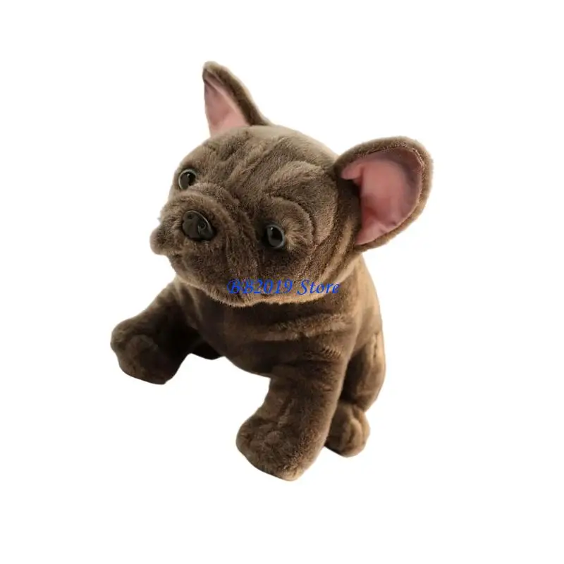 Q0KB ที่สมจริง การ์ตูนสัตว์ตุ๊กตาของเล่นตุ๊กตาลูกสุนัข Emotion Support ของเล่น