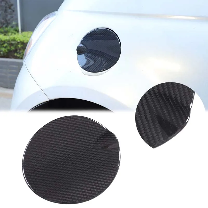 

For Fiat 500 2007-2015 Real Carbon Fiber Car Fuel Tank Cap Decoration Sticker Car Exterior Protection Accessories
