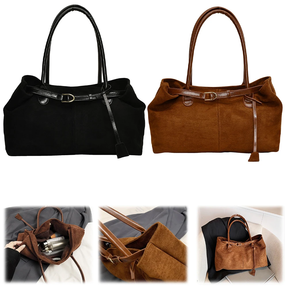 

Women PU Fashion Shoulder Bag Solid Color Stylish Shoulder Purse Hasp Closure Simple Commuting Bag Travel Hobo Bag