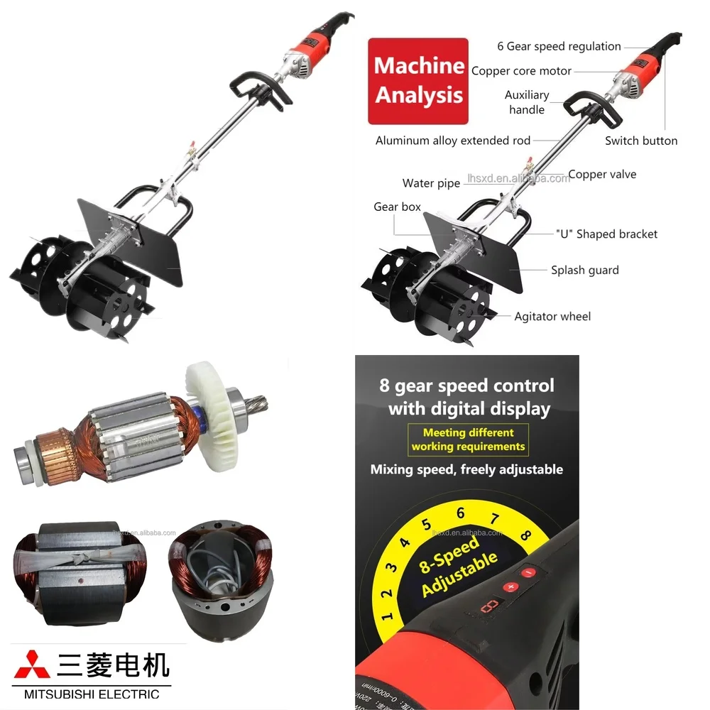 Portable Concrete Mixer for Dry Powder Mixing 9800 W High Power Stirring Wheel Industrial Grade Construction Equipment Heavy