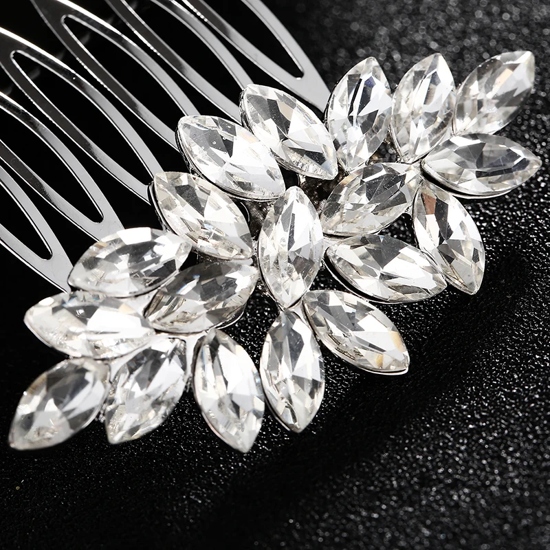 Neuer Haarkamm aus Silberlegierung, handgefertigte Perlen, Strasssteine, modischer Metall-Kopfschmuck, elegantes Haarschmuck-Accessoire für Frauen – Detail 18